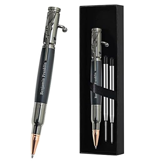 Personalized Bolt Action Pen Gift Set,Free Engraved Metal Ballpoint Pen with 2 Refills,Office Decor Pen,Custom Gifts for Men,Husband,Father,Boyfriend,Grandfather,Brothers.(Grey)