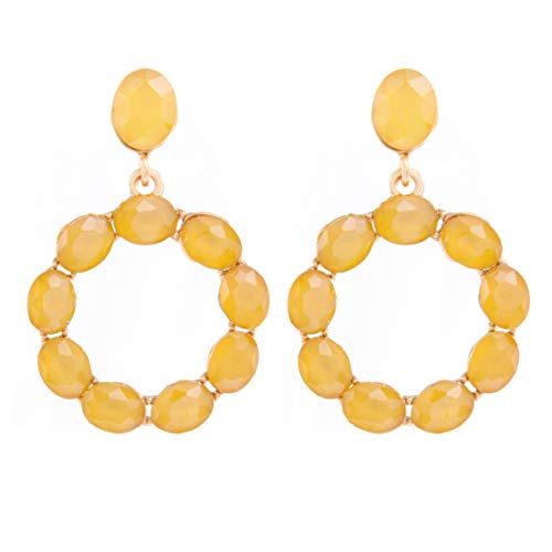 TEMPUS FUGIT. Pendientes para mujer largos Antialérgicos Aro chapados en Oro con cristales de colores brillantes