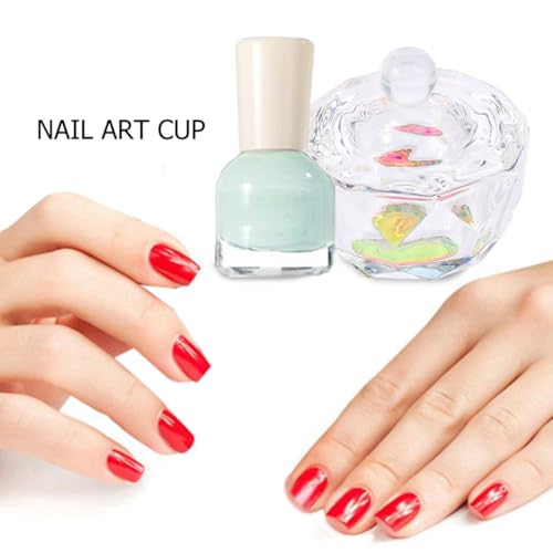 2 Pcs Nail Crystal Glass Cup Octagonal para Manicura miniatura 6