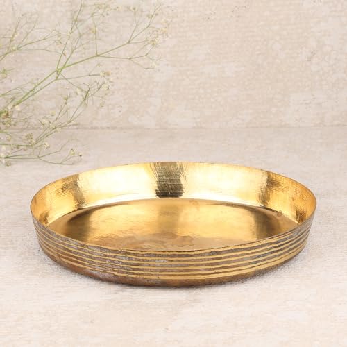 Handcrafted Brass 8 Inch thali for Sweets Home DÉCOR Pooja Plate ...