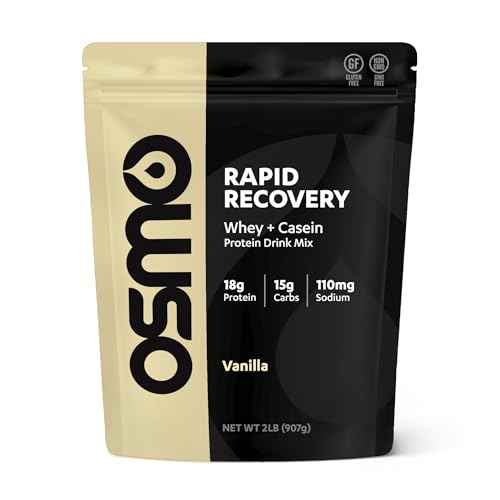 Image of Osmo Rapid Recovery - Whey & Micellar Casein Protein Powder Blend with Carbohydrates & Caffeine, All Natural Ingredients, Enables Muscle Repair & Boosts Glycogen Restoration - Vanilla, 22 Servings