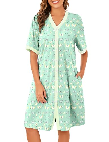 Bloggerlove Nightgowns for Women Plus Size 100% Cotton Night Dress with Button Long Muumuu Night Gowns