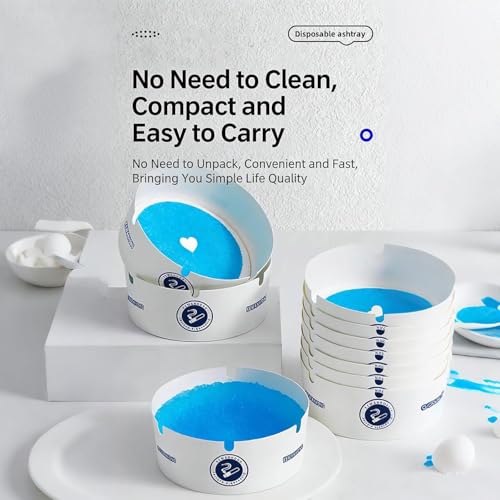 Image of Disposable Ashtray 25-Pack - Portable Paper Cigarette Ashtrays with Water-Activated Gel Sand Base, Odor Control & Mess-Free Design for Home, Office, Car, Patio, Travel,Camping & Outdoor Use
