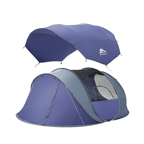 4/6 Person Easy Pop Up Tent, Waterproof, Automatic Setup,2 Doors-Instant Family Tents for Camping, Hiking & Traveling