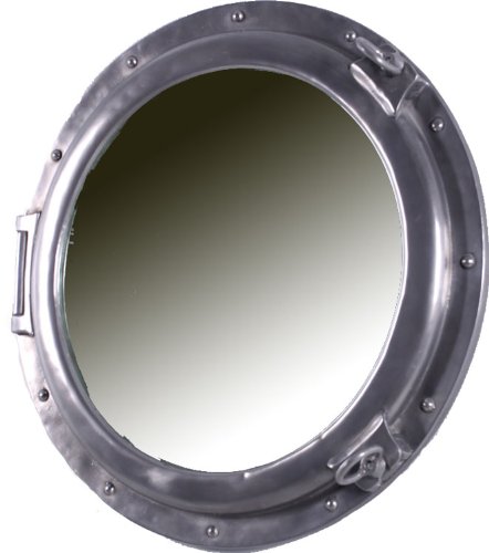 Nautical Tropical Imports Porthole Mirror 30 Inch Aluminum Finish Wall Mount