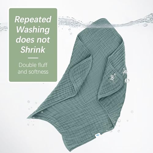 Image of SWEET DOLPHIN Muslin Baby Bath Towels Blanket - 2 Pack 100% Cotton Towel for Babies, Infants, Toddlers - 40x40Inch - Highly Absorbent, Light Emerald