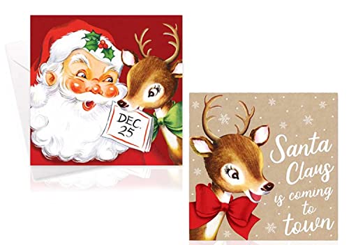 Traditioneller Weihnachtskarten, Rentier, verschiedene festliche Themen, Kinder und Erwachsene, 20 Karten in 2 traditionellen Designs und Umschlägen Cover