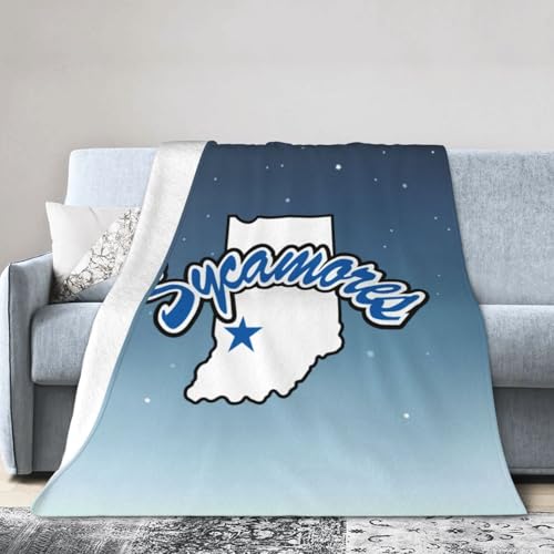 Fsugnioe Indiana State Sycamores Fleece Blanket Very Soft Microfiber Flannel Blanket for Couch Warm and Cozy for All Seasons