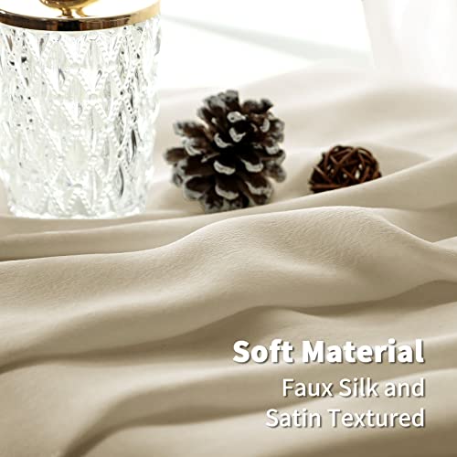 Bgment Silk Sheen Semi Sheer Curtains 63 Inch Length For Living Room, Light Filtering Elegant Privacy Sheer Curtain For Bedroom, Soft And Smooth Semi-Sheer 2 Panels, Each 52 X 63 Inch, Light Taupe #TOP6
