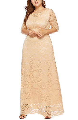 Image of Eternatastic Women's Floral Lace 2 /3 Sleeves Maxi Dress Plus Size Evening Party Dresses