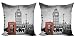 ABAKUHAUS Londres Set de 2 Fundas para Cojín, Cabina de teléfono de Ben Grande, con Estampado en Ambos Lados con Cremallera, 50 cm x 50 cm, Rojo Gris