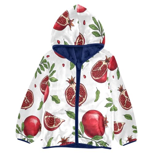Pomegranate Pattern with Red Fruits Toddler Fleece Jacket Girl Boys Hooded Fleece Jacket Coat