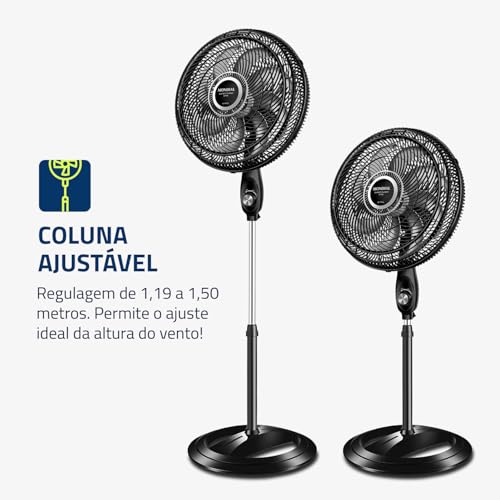 Ventilador de Coluna MONDIAL Turbo 8 Pás 40cm 140W Preto/Silver - Imagem 4