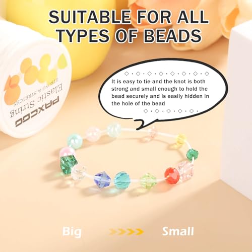 Image of Paxcoo 1.4 mm Elastic Bracelet String Cord, White Stretch Bead Cord for Bracelet Making (Pack of 3)