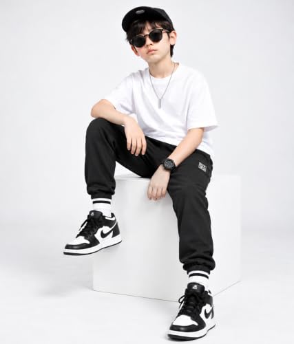 Image of KYDA Kids Boys Premium 100% Cotton Regular Fit Track Pants Soft Breathable Elastic Waist Casual Joggers Kids Playwear Everyday Comfort Wear-Pack of 2