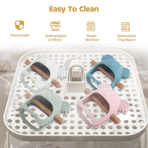 image for Qkie Koala Teether Toy Glue-Free Handle Baby Wrist Teether Anti-Droppi