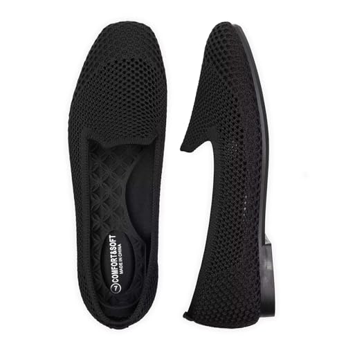 Image of Frank Mully Women's Loafer Flats Square Toe Comfortable Office Work Shoes, Cute Penny Loafer Slip On Walking Driving Shoes