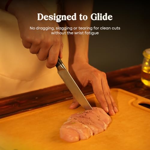 Image of CUMIN CO. 5 Inch Steak Knife | Premium High Carbon Stainless Steel Serrated Kitchen Knife | Premium Table Knife for Steak, Meat, Chicken & Pizza