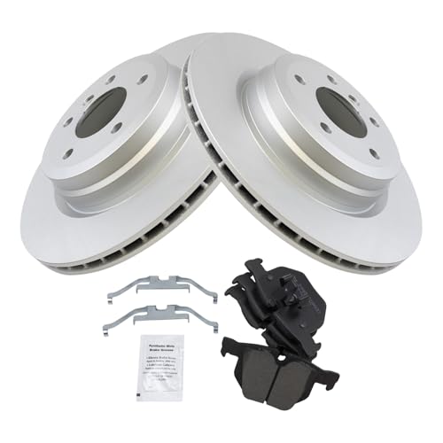 Image of TRQ Rear Brake Pad and Rotor Set Ceramic G Coated Rotors Compatible with 2006 BMW 330i 330xi 2007-2013 335i 335xi 335d 335is 335i xDrive 2013-2015 X1