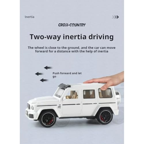 Image of PLUSPOINT G-Wagon Car Friction Powered Toys Realistic with Lights and Sound for Kids with Doors Opeanable Smooth Push and Go 1:32 Scale Pretend Play Toy Car Great Gift for Children Boys