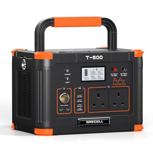 GRECELL Portable Power Station 500W(Peak 1000W), 519Wh Outdoor Solar Generator Backup Battery Pack with 2 230V AC Outlets, 500W 10-Port Powerhouse for RV/Van Camping Road Trip Home Emergency, T-500 GRECELL Portable Power Station 500W(Peak 1000W), 519Wh Outdoor Solar Generator Backup Battery Pack with 2 230V AC Outlets, 500W 10-Port Powerhouse for RV/Van Camping Road Trip Home Emergency, T-500