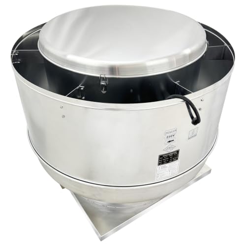 Ventilador de techo centrífugo industrial de extracción 220V 3 fases | Carcasa de aluminio, IP55 resistente al clima, flujo de aire 13,930–24,390 m3/h, para bodegas, talleres, restaurantes y estacionamientos miniatura 4