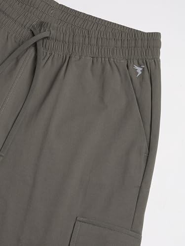 Image of TECHNOSPORT Men's Regular Fit Mid Rise Polyester Solid Cargos for Activewear, Regular Use and Quick Dry
