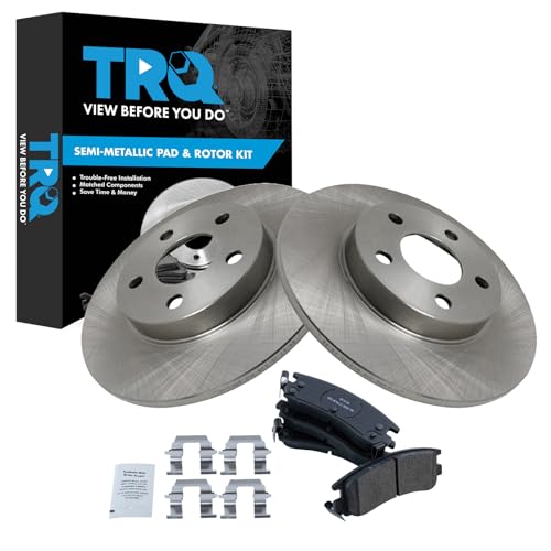 Image of TRQ Rear Semi Metallic Brake Pad and Rotor Set | For 03-05 Buick Park Avenue Ultra 00-05 Cadillac DeVille 5 Lug Wheels 04-05 Pontiac Bonneville GXP