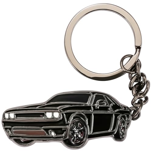 for Dodge Car Keychain Keyring for Challenger SXT GT Scat Pack 392 SRT Super Stock Car Key Fob Lanyard,Identical Car Shape Car Key Chain Key Ring Key Fob Holder,Gift for Men Women,Black