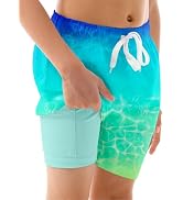 westwolf Boys Swim Trunks with Compression Liner Kids Boxer Briefs Bathing Suit 7-20 Years Old Be...