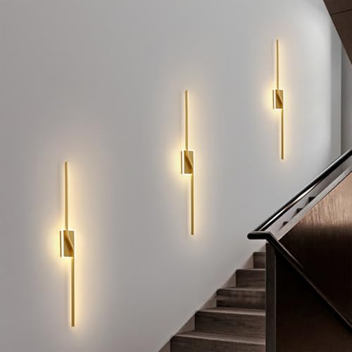 Lámpara de pared moderna de 3 colores de luz y 100cm en aluminio dorado para pasillo