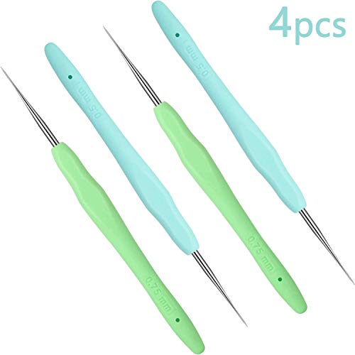 Image of WILLBOND 4 Pcs Dreadlock Crochet Hooks, 0.5 mm 0.75 mm, Green, Mint Green