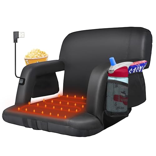 Blufree Extra Wide Heated Stadium Seat, Foldable Portable Bleacher Chair, 6 Reclinng...