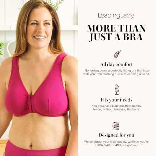 Image of LEADING LADY, Meryl, Front-Closure Cotton Bra, Comfort Sleep for Women, Breathable, Unlined, Full Coverage, Wireless, 36A-56H