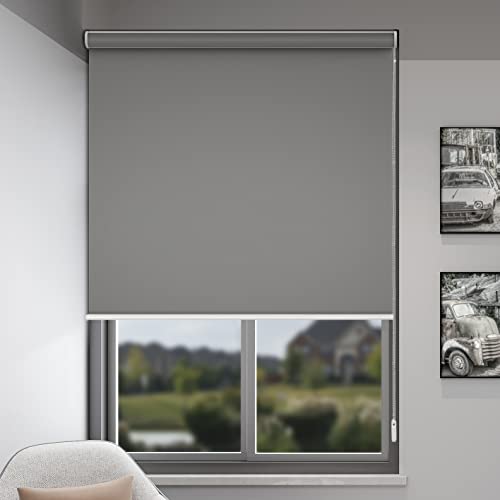 Abocide Custom Corded Blackout Roller Shades, Room Darkeing Roller Blinds For Windows, Rolled Up Window Shades, Light Blocking/Uv Protection, Easy Installation(Gray) #TOP6