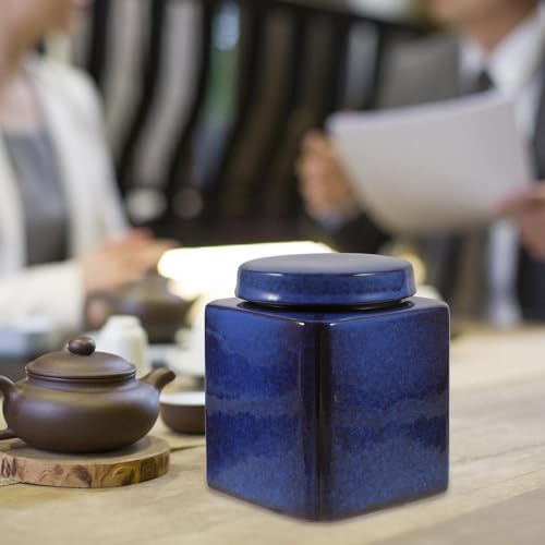 Recipiente de cerámica azul OSALADI para decorar la sala de té y organizar especias 7