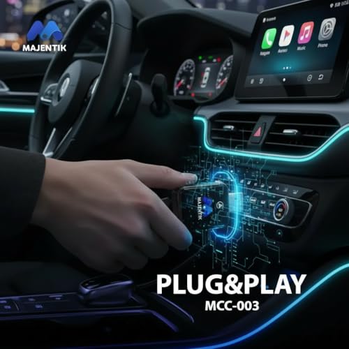 Majentik محول CarPlay لاسلكي MCC-003 متوافق مع Car Play و Android Auto، أسود