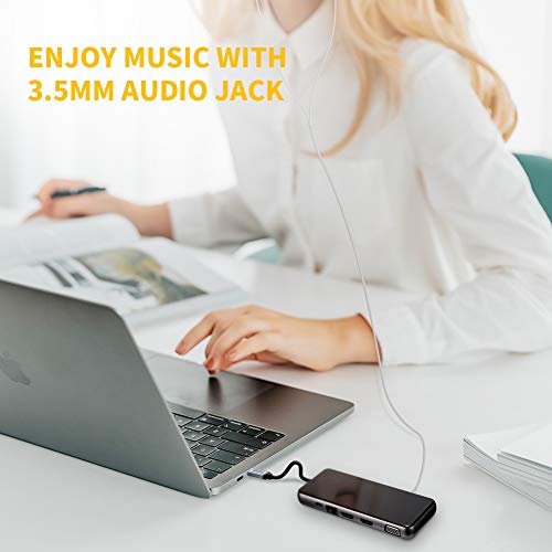 Laptop Docking Station,ORIFA 12 in 1 Triple Display Dual HDMI 4K USB C Hub for Mac & Windows System,Thounderbolt 3 Port Device(2HDMI VGA PD3.0 SD TF Card Reader Gigabit Ethernet 3USB 3.0 Ports) - Thumbnail 6
