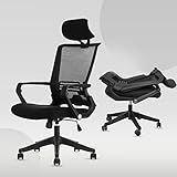 H HONSIT Foldable Ergonomic Office Chair, Black Computer Desk Chair with Adjustable Lumbar Support,