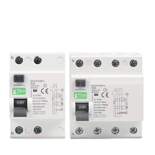 Disjoncteur différentiel type EV EKL6-63EV 4P 40A 30mA 10kA pour installation