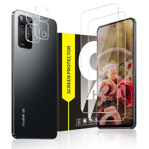 Carantee 2 Stück Schutzfolie für Panzerglas für Xiaomi Redmi Note 11 Pro 5G, +2 Kamera Schutzfolie, 9H Härte, 2.5D Kante, Sensitive Touch, 0.33mm Hoch Definition Redmi Note 11 Pro Displayschutzfolie