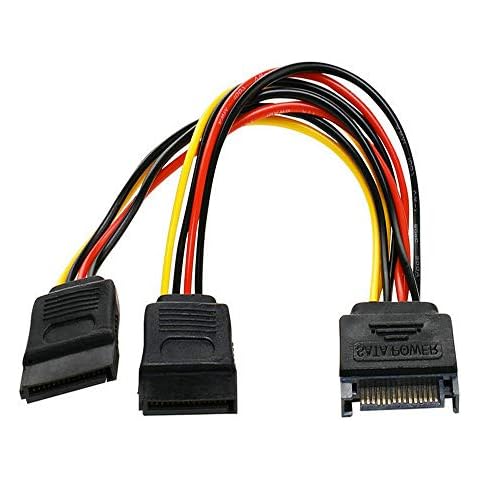 SATA Power Y Splitter Cable 2 Pack 15 Pin SATA Power Splitter Cable Adapter SATA 15 Pin Male to Dual Female Power Y- Cable 7 Inche Cover