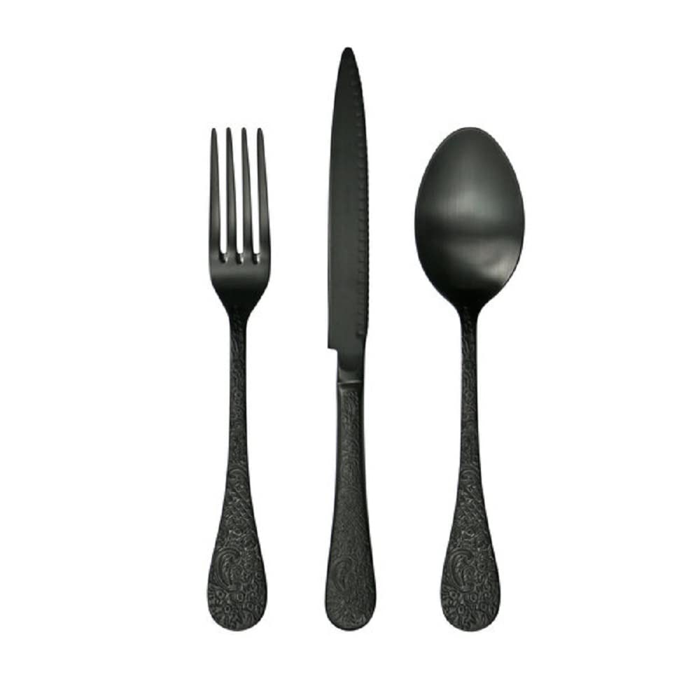 Couverts noir mat BETTY 24 pcs pour sublimer vos dîners et repas de fête