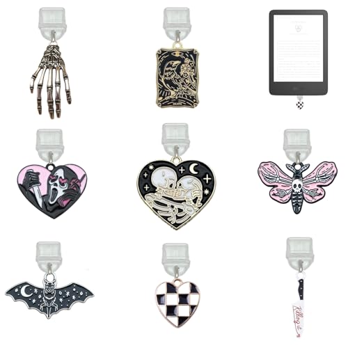 Romukuku 8 Pcs Halloween USB Type-C Dust Plugs Dark Ghost Bat Design Compatible with Kindle and Phone Charging Ports