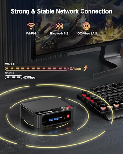 Image of Beelink Mini PC, AMD Ryzen 7 5700U (up to 4.3GHz), 16GB DDR4 RAM 500GB PCIe3.0 SSD, SER5 Pro Mini Desktop Computer Support 4K@60Hz Triple Display /WiFi 6 /BT5.2 /USB3.2 /Gaming /Office /Home