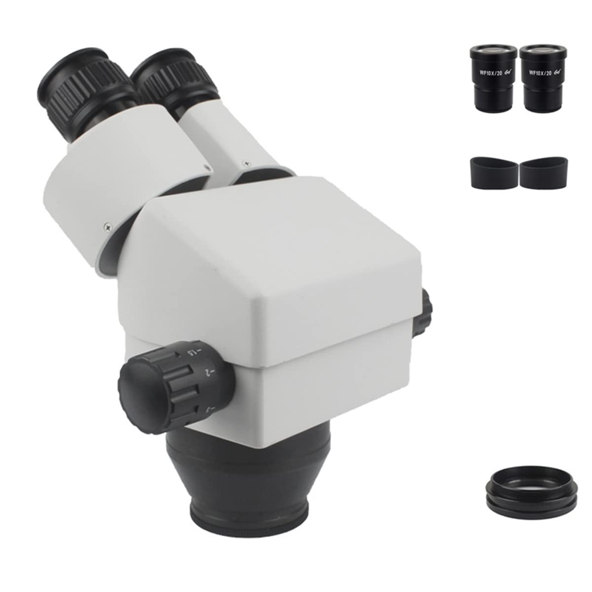 Microscope 7-45X Binocular Stereo Microscope Industrial Microscope Zoom Magnification Head +WD165 0.5X 2.0X 1X Auxiliary Objective Lens(7X-45X White)
