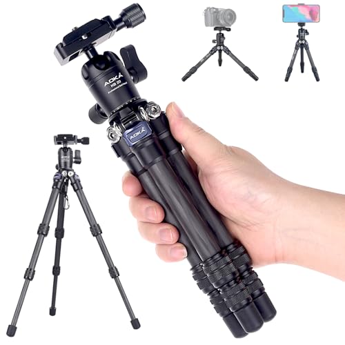 AOKA 15.75'/0.99 lbs Mini Carbon Fiber Tripod, Compact Pocket Travel Tabletop Tripod for Mobile...