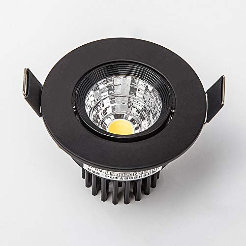 MEVZHH Iluminación de Pared, 12W Downlight 90-95Mm Cutout Embedded Ceililight Spotp, Foco de Ahorro de Energía Ajustable 3000K / 6000K Ip44, Iluminación de Pared de Lavado de la Lámpara de Acento/Negr