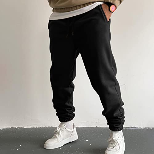 Sweatpants Men Fall Winter Fashionable Casual Loose Fit Sport Running Solid Color Drawstring Trousers2