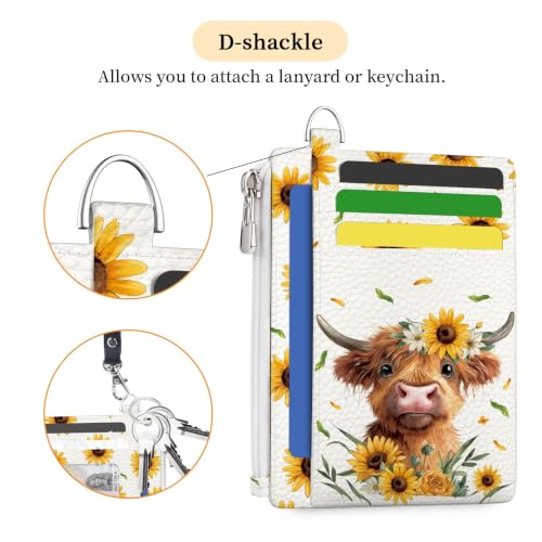 Image of Hancynir Highland Cow Credit Card Holder Small Wallet Women, Cute Slim RFID